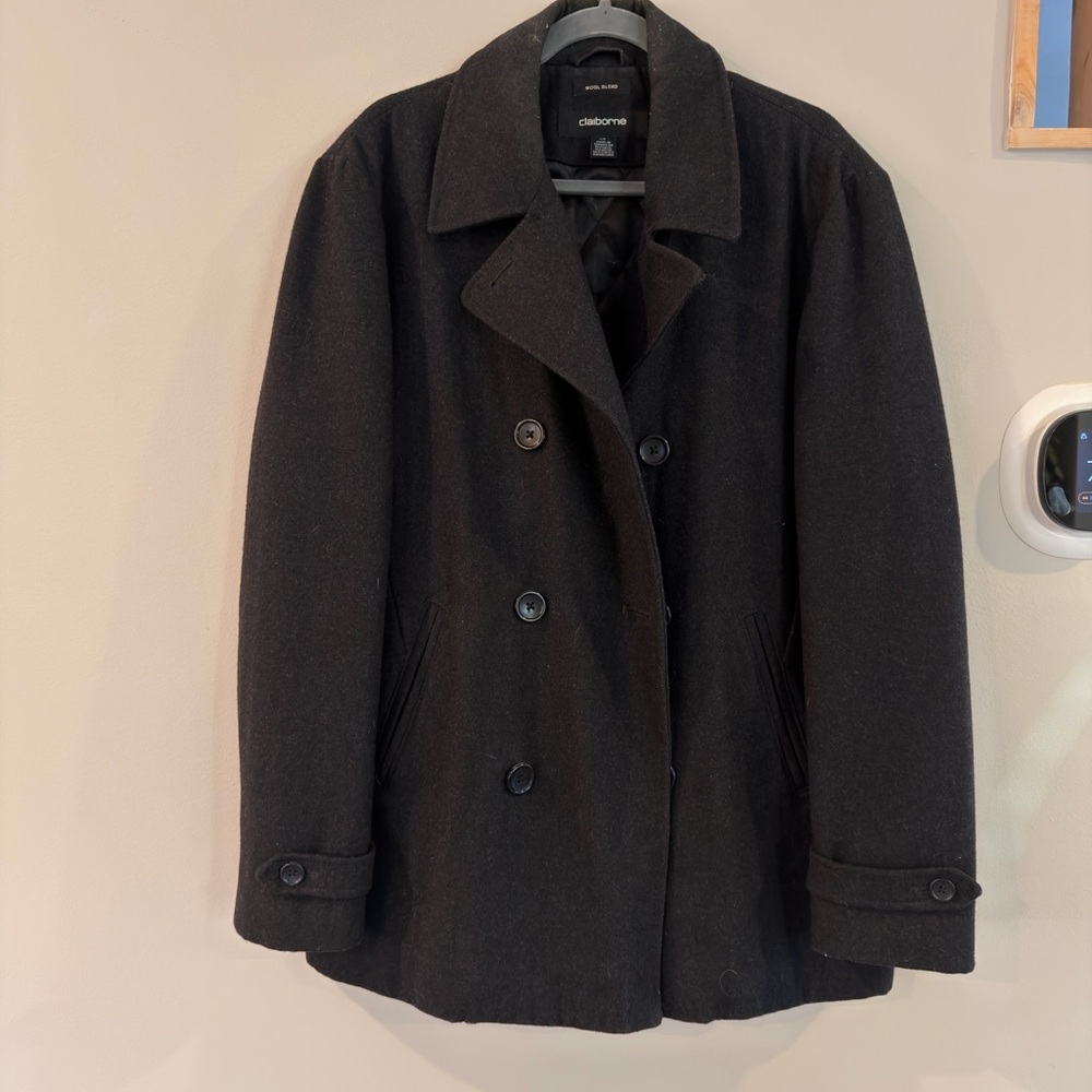 Claiborne Men's Black Peacoat